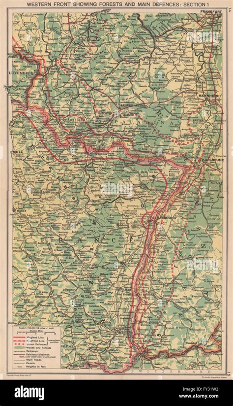 world war  maginot siegfried  defences pre invasion  france  map stock photo alamy