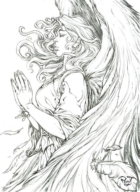 female angel tattoo coloring pages