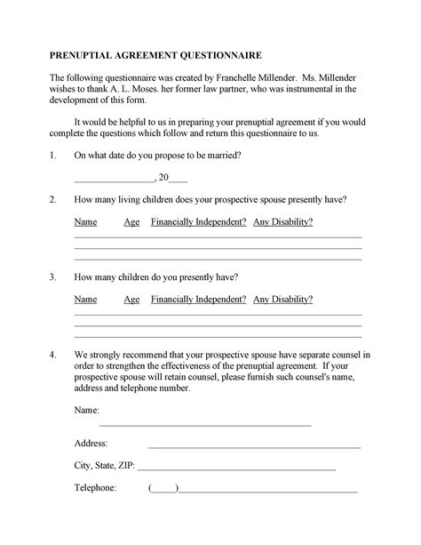prenuptial agreement samples forms template lab