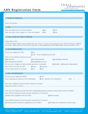 fillable  abn registration form  fax email print pdffiller