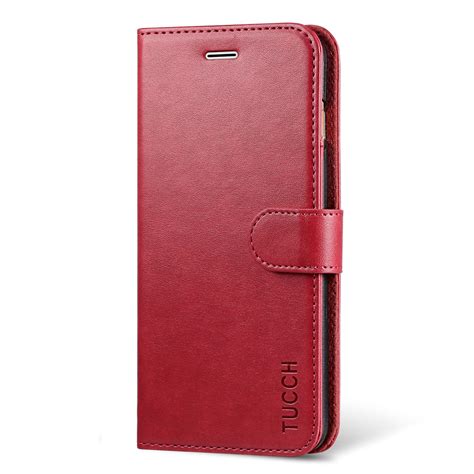 tucch iphone   wallet case iphone   case pu leather flip wallet case red