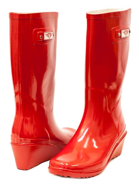 women red rubber rain boots wedge heel design  cotton lining walmartcom