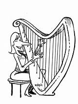 Colorear Arpa Instrumentos Cuerda Musicales Arpas Harp Mentamaschocolate sketch template