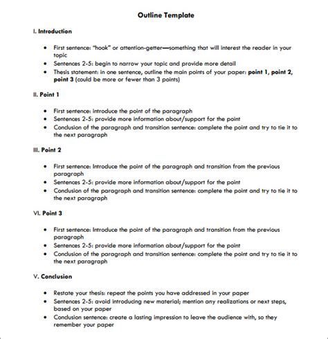 outline templates  word apple pages sample templates