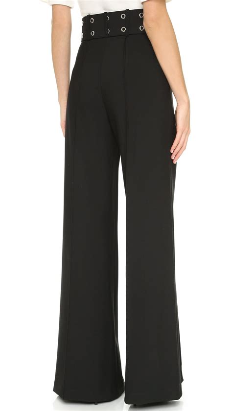 milly synthetic wide leg pants  black lyst