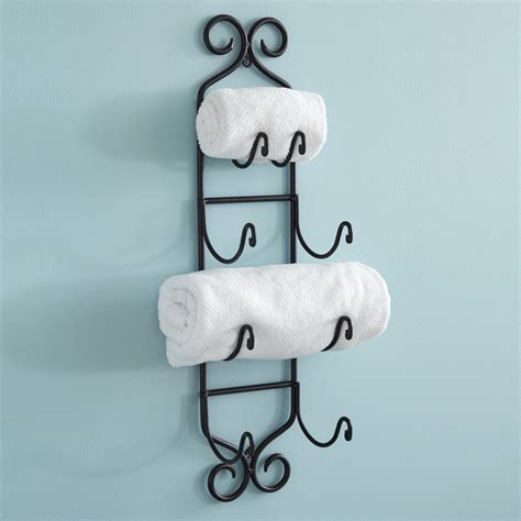 small black adirondack metal wall towel rack towel holder bathroom accessories