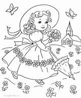 Coloring Pages Easter Spring Dress Vintage Old Printable Fashioned Kids Christmas Book Color Kid Retro Embroidery Girl Countdown Books Clothes sketch template