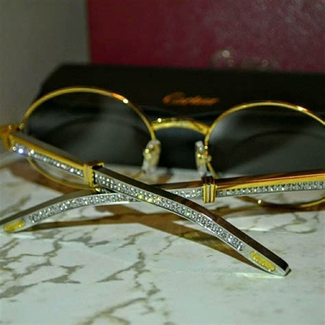 Cartier Custom Diamond Stainless Steel Sunglasses Grailed