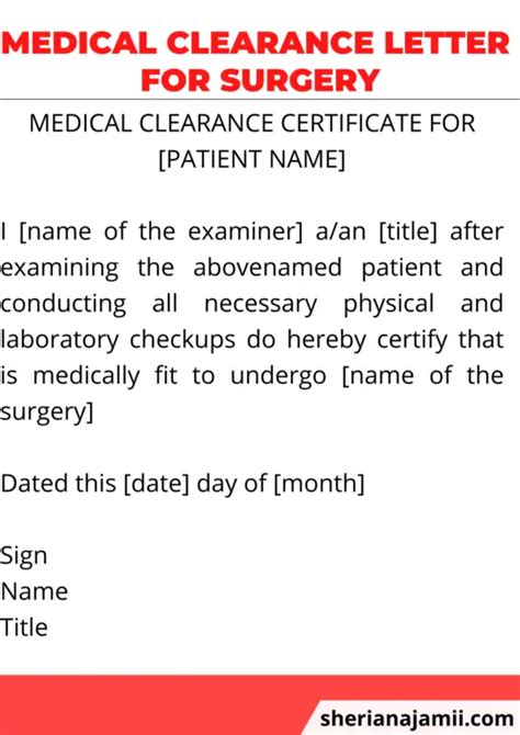 medical clearance letter  guide  samples sheria na jamii