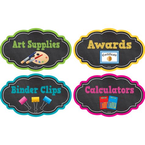 chalkboard brights supply labels tcr teacher created resources