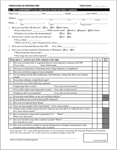 tb assessment form  employment  sample file