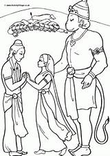 Hanuman Colouring Sita Diwali Rama Story Coloring Pages Indian Kids Couple Ramayana Helps Rescue Bollywood Reunited Party Activityvillage Lord Part sketch template