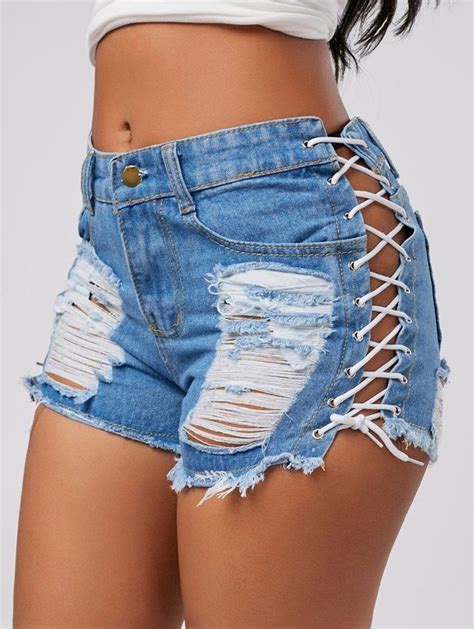 These Super Sexy Lace Up Denim Shorts Are Perfect For A Night On The