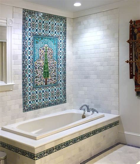 spectacular hand painted tile bathroom   balian tile studio