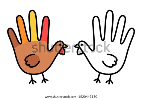 simple cute hand print turkey drawing stock vector royalty
