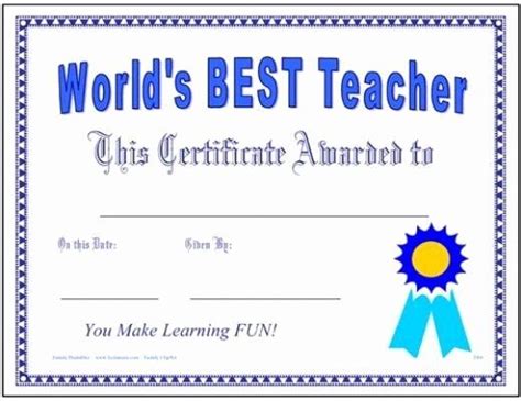 teacher award certificate   great teacher award certificate