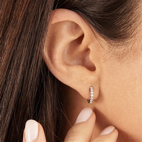 small gold  silver diamond huggie hoop earrings  lily roo
