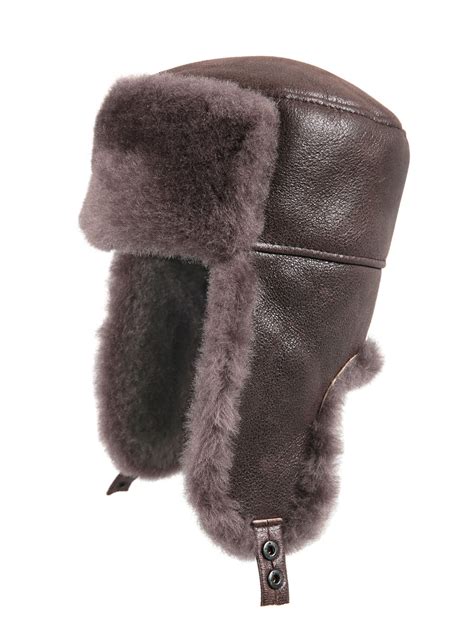Shearling Sheepskin Russian Ushanka Fur Hat Cashmere Zavelio
