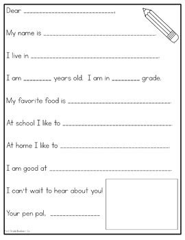 pal letter writing template pack   school year   grade