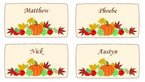 kootationcom thanksgiving place cards place card template