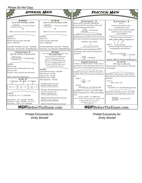 Real Estate Exam Cheat Sheet Real Estate Exam Real Estate Forms