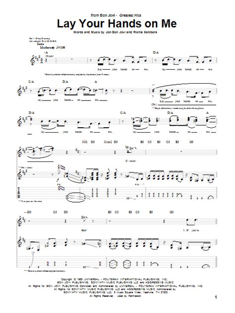 Lay Your Hands On Me By Bon Jovi Guitar Tab Guitar Instructor