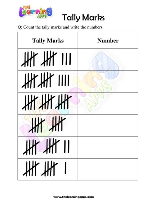 tally mark worksheets grade