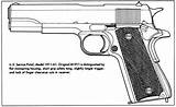 1911 45 Drawings Colt Drawing Pistol Gun Tattoo Model Six Replica Denix M1911 Line Hand Handgun Browning Revolver Decades Service sketch template