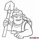 Clash Clans Miner Draw Step Drawing Sketchok Characters sketch template
