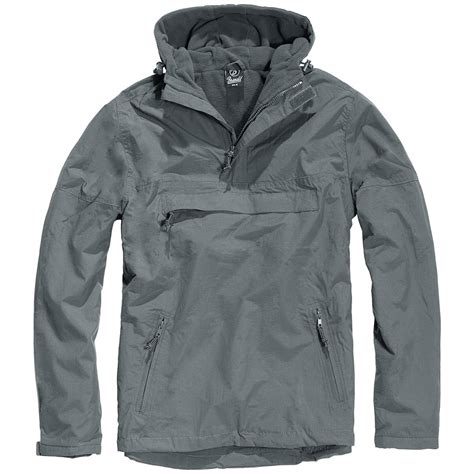 brandit classic tactical windbreaker hooded anorak mens jacket anthracite grey ebay