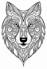 Loup Animaux Mandalas Zentangle Tête sketch template