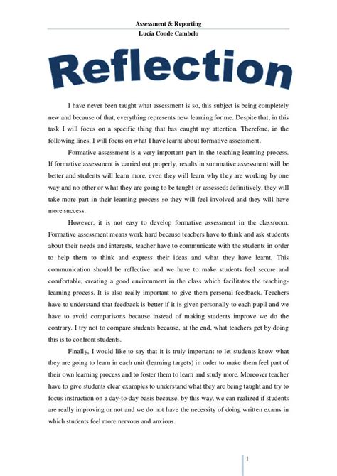 reflection paper   class   write  reflection