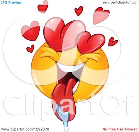 Cartoon Clipart Of A Yellow Smiley Face Emoticon In Love