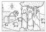 Colouring Shepherds Bethlehem Nativity Looking Down Shepherd Pages sketch template