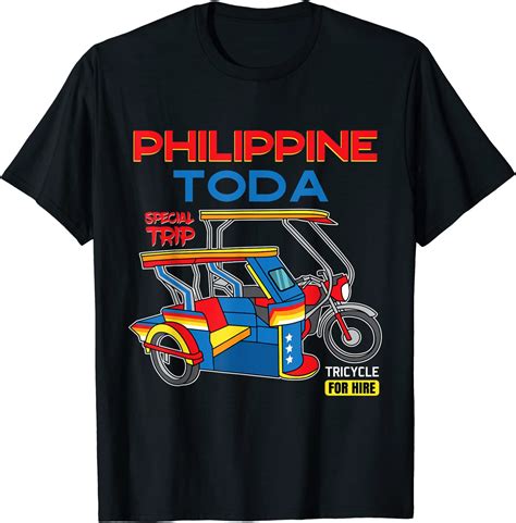 toda philippines tricycle special trip vacation cotton  shirt short sleeve printed  neck