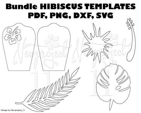 bundle hibiscus template flower paper flower template leaf