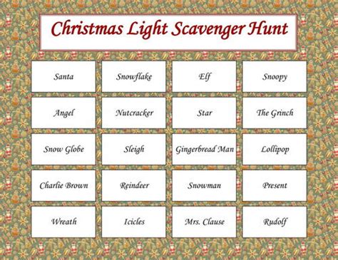 printable christmas light scavenger hunt allfreechristmascraftscom