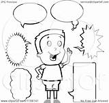 Talk Coloring Boy Cartoon Clipart Caucasian Bubbles Cory Thoman Outlined Vector 2021 sketch template