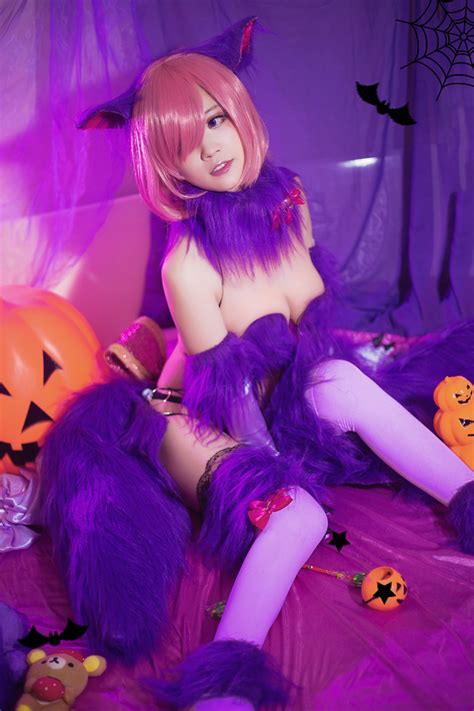 colorful halloween mashu kyrielite cosplay cute and furry