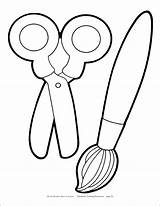 Paintbrush Scissor Colouring Getdrawings Unlined sketch template