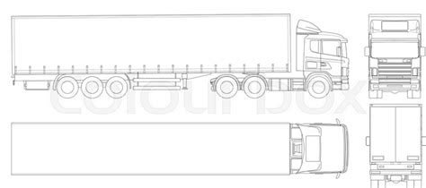 vector truck trailer outline stock vector colourbox