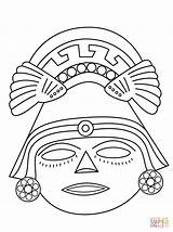 Aztec Mask Coloring Pages Masks Mayan Template Printable Drawing Kids Crafts Aztecas Maya Ther Meanings Mexican Inca Supercoloring Aztecs Cartoons sketch template