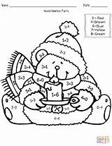 Addition Subtraction Winter Coloring Worksheets Color Number Preview sketch template