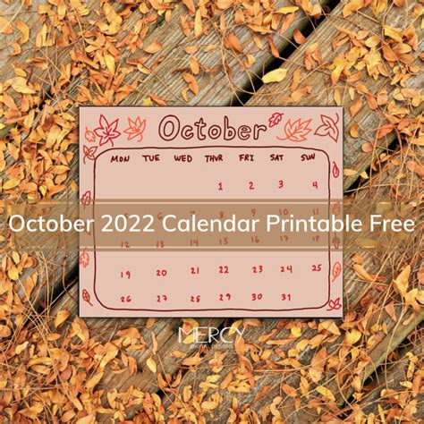 october  calendar printable  mercy digital designs