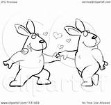 Rabbit Clipart Amorous Biting Dancing Character Rose Female Thoman Cory Outlined Coloring Vector Cartoon 2021 sketch template
