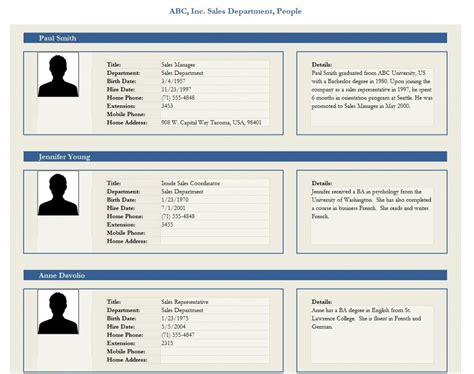 employee profile template employee profile form
