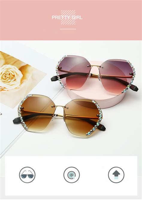 vintage oversized rimless sunglasses for women mojitofashion