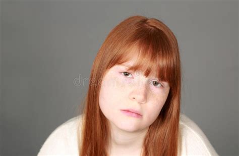 sad tween redhead girl with freckles stock images image 38084174