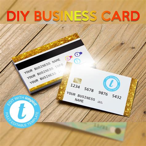 business card template credit card design instant  etsy