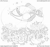Picasso Triggerfish Corals Humu Lineart Illustration Over Anemones Royalty Bannykh Alex Clipart Vector 2021 Clip sketch template